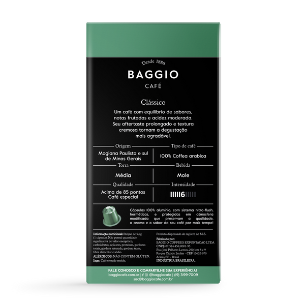 Baggio Clássico - 10 Cápsulas p/ Nespresso*