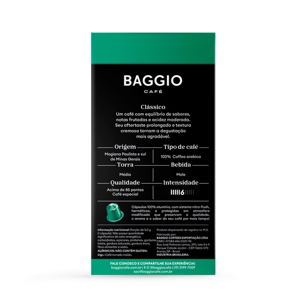 Baggio Clássico - 20 Cápsulas p/ Nespresso*