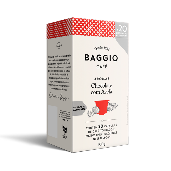 Baggio Aromas Chocolate com Avelã - 20 Cápsulas p/ Nespresso*