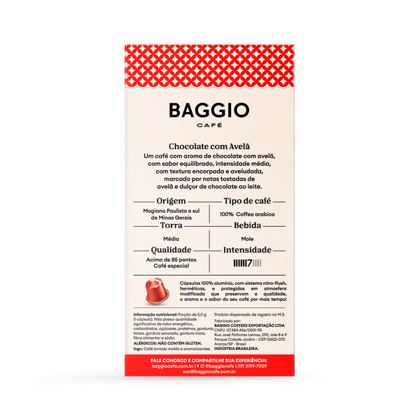 Baggio Aromas Chocolate com Avelã - 20 Cápsulas p/ Nespresso*