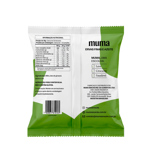 Mini Biscoito de Milho Sabor Ervas Finas 50g Muma Snacks