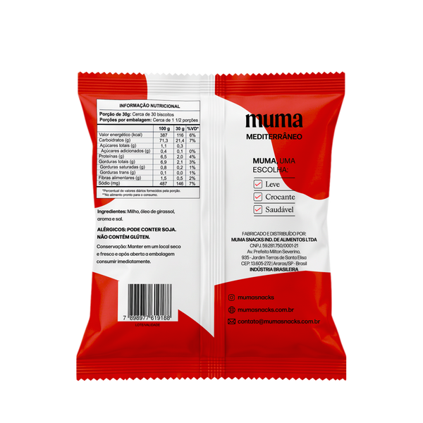 Mini Biscoito de Milho Sabor Mediterrâneo 50g Muma Snacks