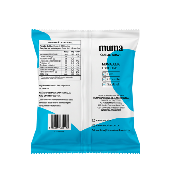 Mini Biscoito de Milho Sabor Queijo Suave 50g Muma Snacks