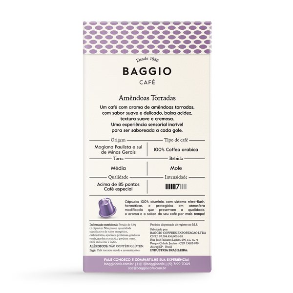 Baggio Aromas Amêndoas Torradas - 10 Cápsulas - Assinatura 15% OFF