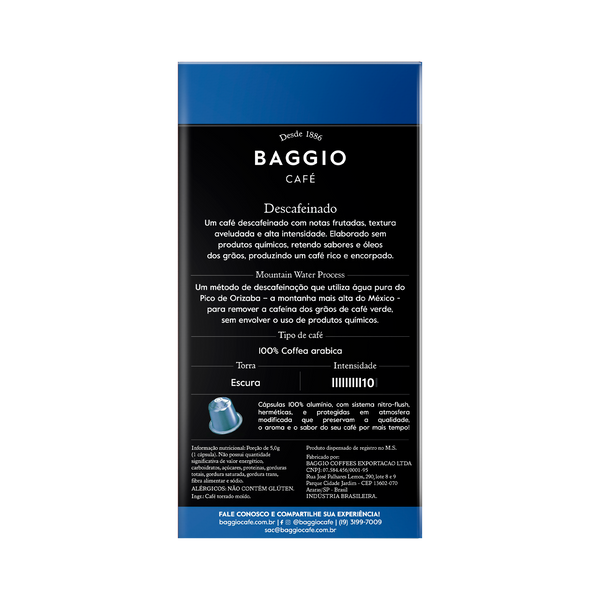 Baggio Descafeinado - 10 Cápsulas p/ Nespresso*