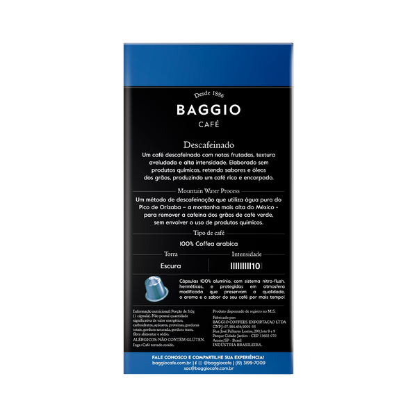 Baggio Descafeinado - 10 Cápsulas - Assinatura 15% OFF