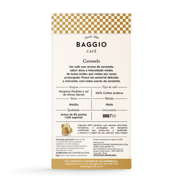 Baggio Aromas Caramelo - 10 Cápsulas p/ Nespresso*