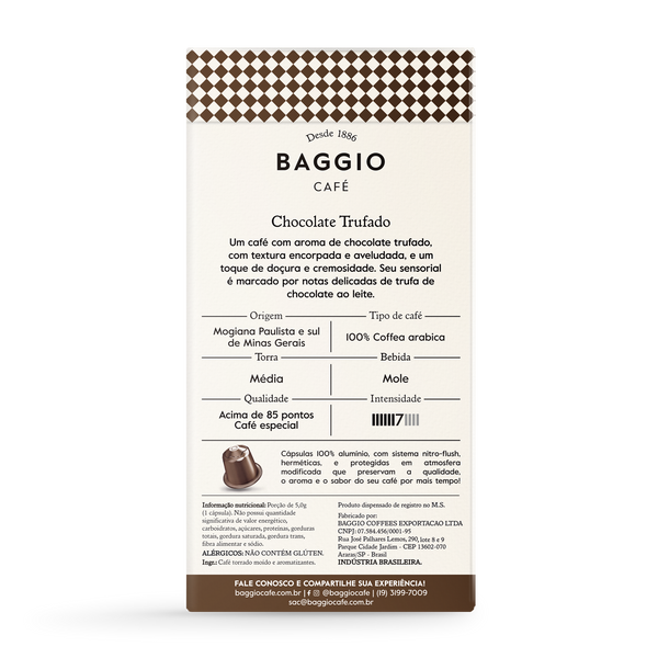 Baggio Aromas Chocolate Trufado - 10 Cápsulas p/ Nespresso*