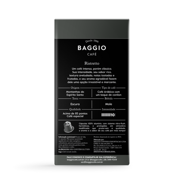 Baggio Ristretto - 10 Cápsulas p/ Nespresso*