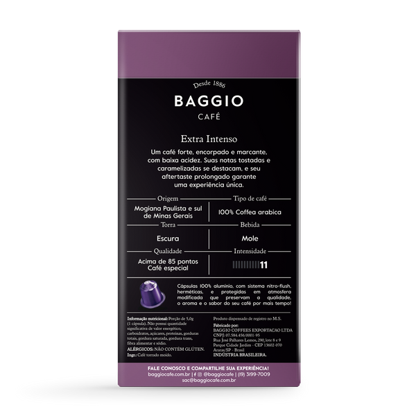 Baggio Extra Intenso - 10 Cápsulas p/ Nespresso* - Assinatura 15% OFF