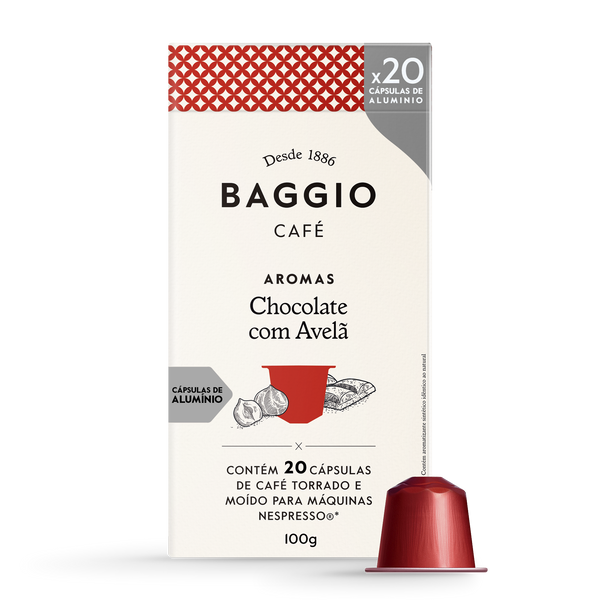 Baggio Aromas Chocolate com Avelã - 20 Cápsulas p/ Nespresso*