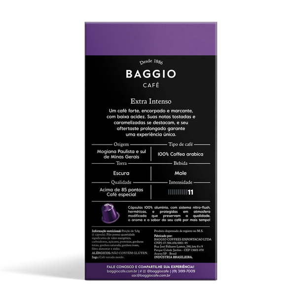 Baggio Extra Intenso - 20 Cápsulas p/ Nespresso*