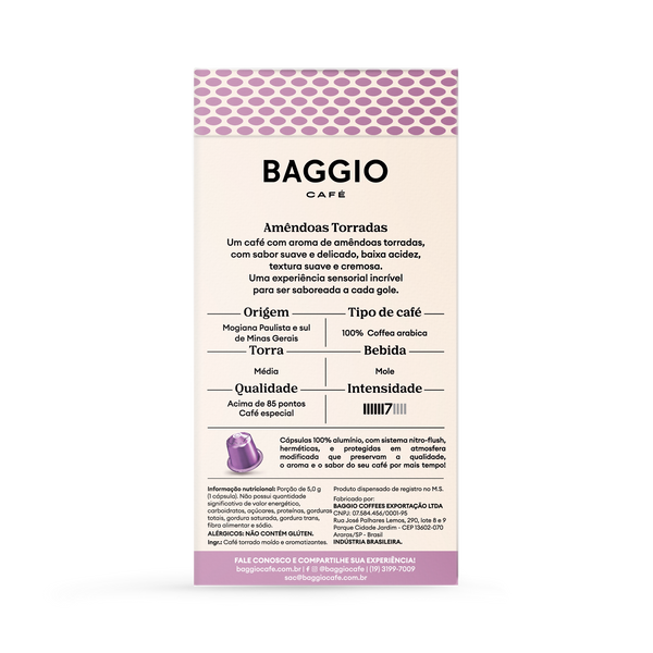 Baggio Aromas Amêndoas Torradas - 10 Cápsulas - Assinatura 15% OFF