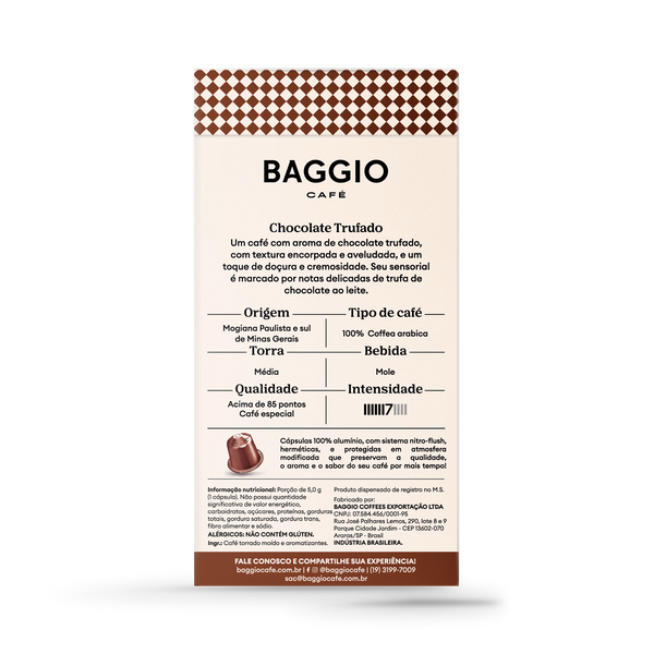 Baggio Aromas Chocolate Trufado - 20 Cápsulas - Assinatura 15% OFF