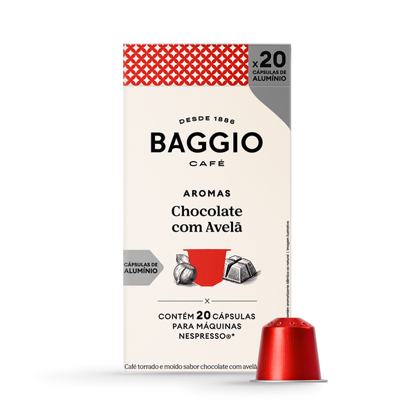 Baggio Aromas Chocolate com Avelã - 20 Cápsulas p/ Nespresso*