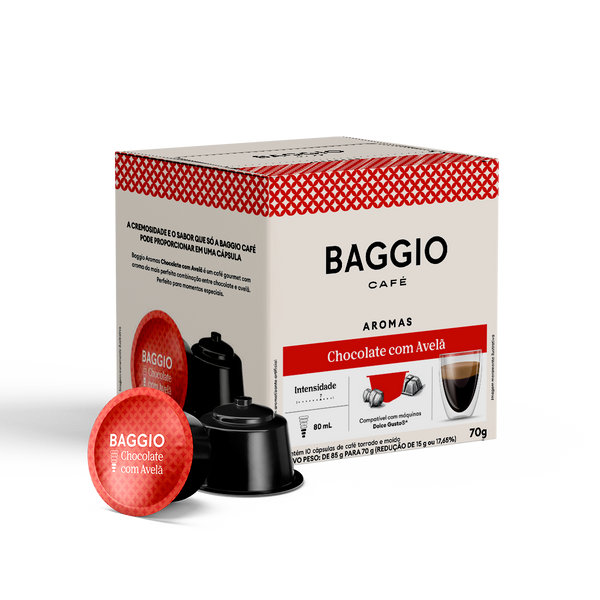 Baggio Aromas Chocolate com Avelã - 10 Cápsulas para Dolce Gusto ® - Assinatura 15% OFF