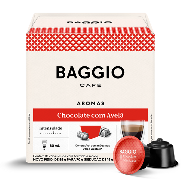 Baggio Aromas Chocolate com Avelã - 10 Cápsulas para Dolce Gusto ® - Assinatura 15% OFF