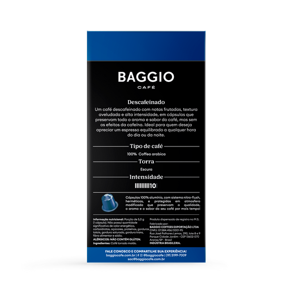 Baggio Descafeinado - 10 Cápsulas - Assinatura 15% OFF