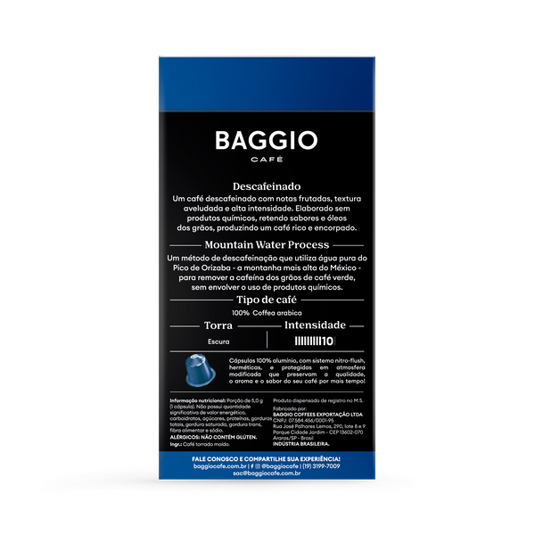 Baggio Descafeinado - 10 Cápsulas p/ Nespresso*