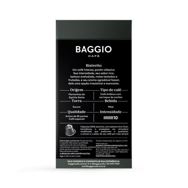 Baggio Ristretto - 10 Cápsulas p/ Nespresso*