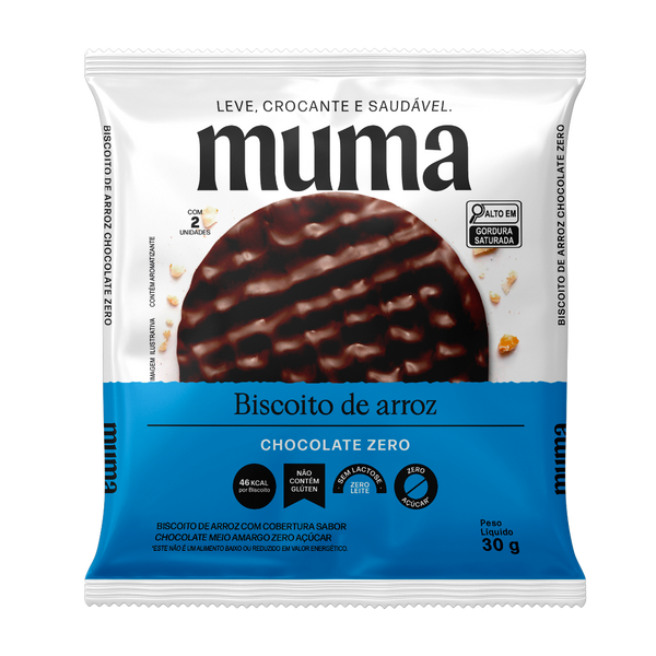 Biscoito de Arroz Chocolate Zero 30g - Muma Snacks