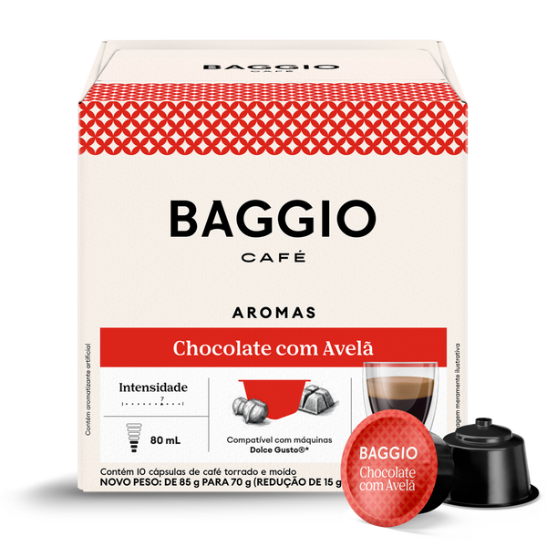 Baggio Aromas Chocolate com Avelã - 10 Cápsulas p/ Dolce Gusto*