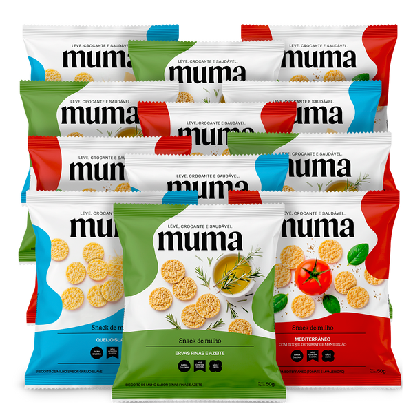 Kit Mini Biscoitos de Milho Muma Snacks (12x 50g)