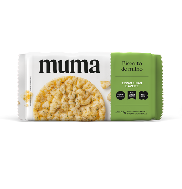 Biscoito de Milho Sabor Ervas Finas e Azeite 65g Muma Snacks