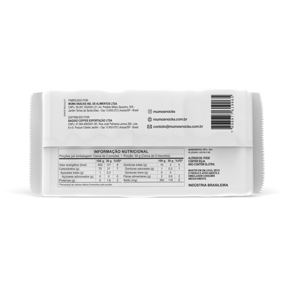 Biscoito de Milho Sabor Ervas Finas e Azeite 65g Muma Snacks